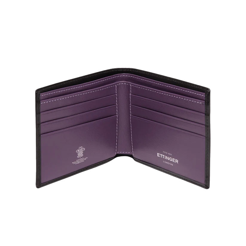 Ettinger ستيرلينج Billfold Wallet W. 6 ج/ج أسود/أرجواني
