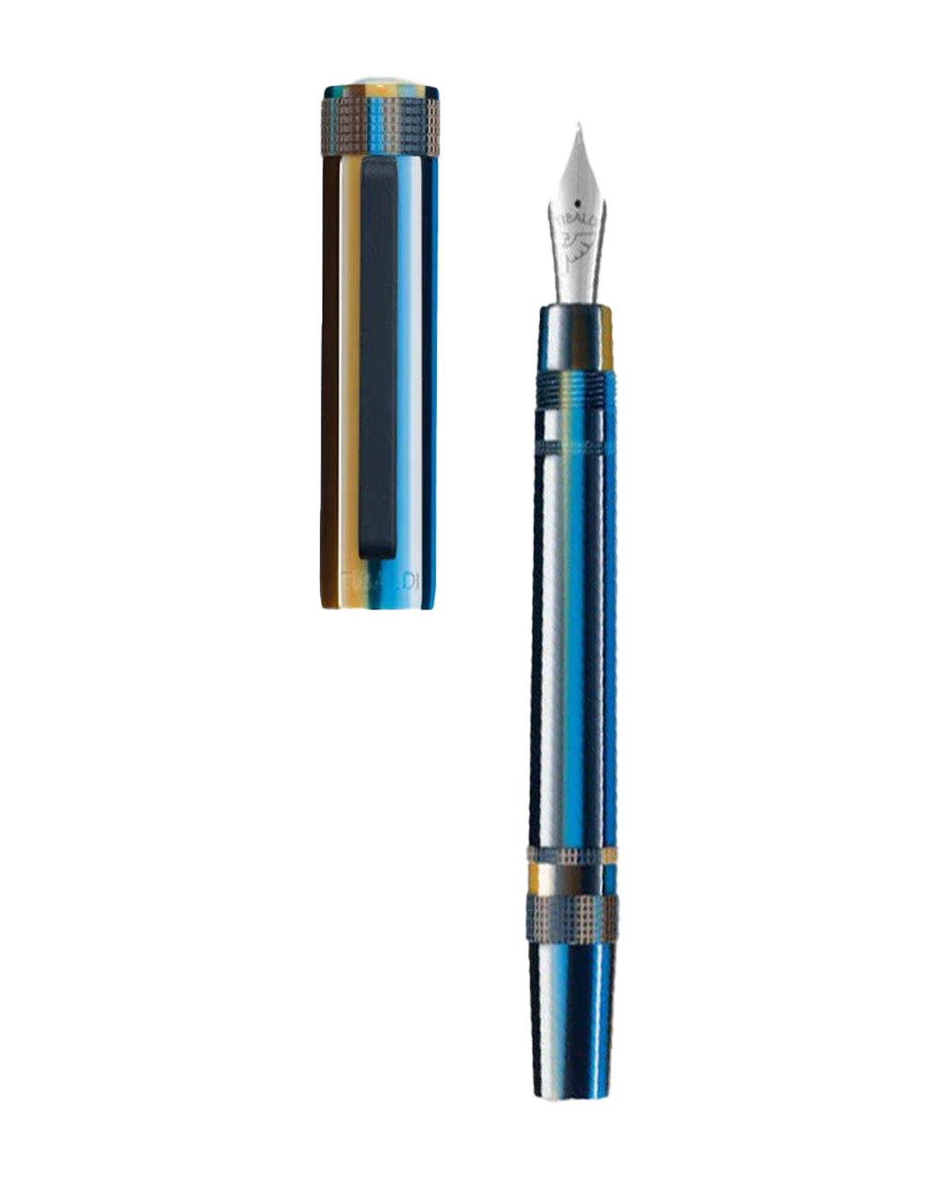 Tibaldi Baiadera Blue Resin Fountain Pen With Rubber Clip BB Nib