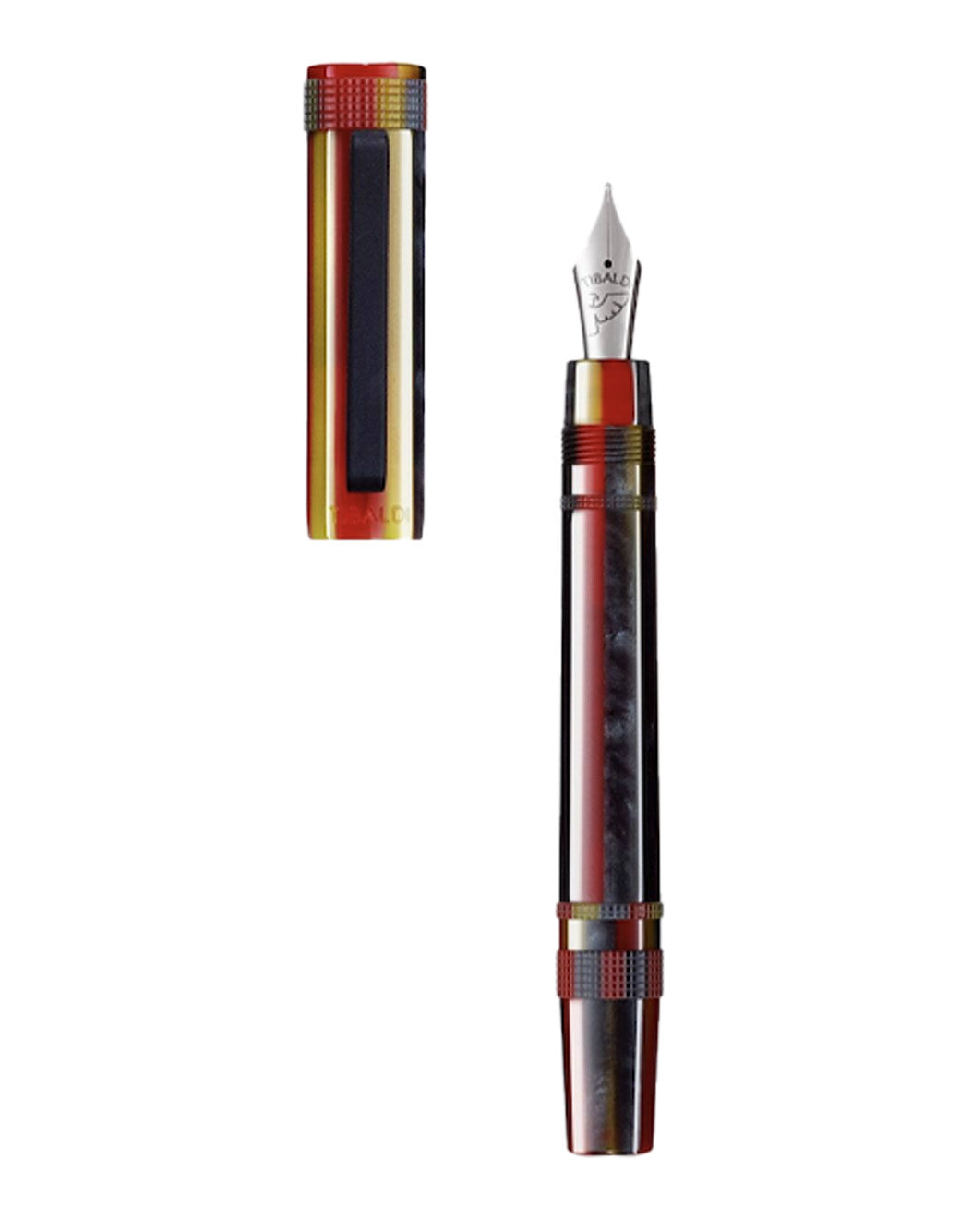 Tibaldi Baiadera Red Resin Fountain Pen With Rubber Clip Broad Nib