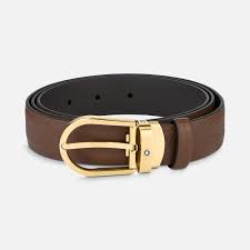 Montblanc Horseshoe buckle brown 30 mm leather belt