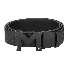 Montblanc buckle black/plain black 35 mm reversible leather belt