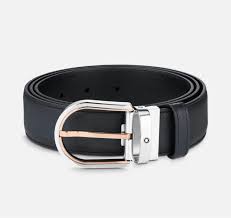 Montblanc Horseshoe buckle blue 35 mm leather belt