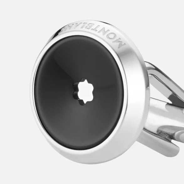 Montblanc Cufflinks round steel resin snowcap